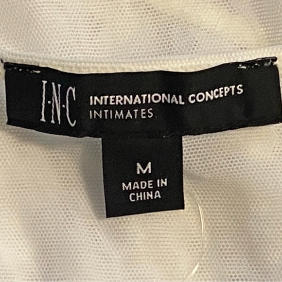 NEW INC International Concepts Long Sleeve Lace Mesh Thong Washed White Bodysuit - Picture 8 of 11